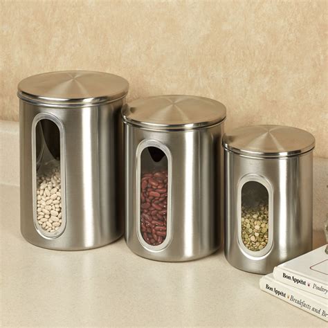 Kitchen. Attractive Kitchen Canister Sets For Your Kitchen: excellent-round-stainless-steel ...