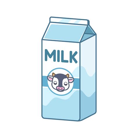 Tall vanilla cow's milk carton clipart element. Cute simple flat vector ...