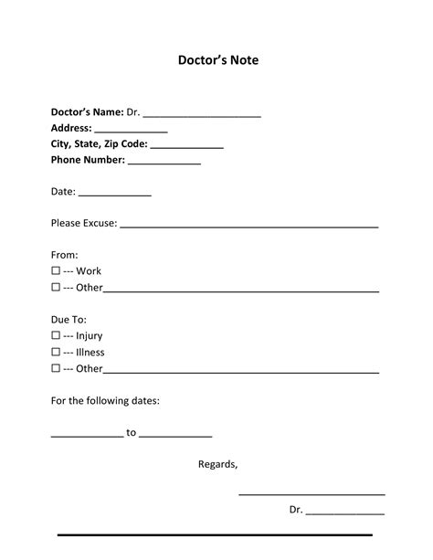 Free Printable Doctors Note For Work - Free Templates Printable