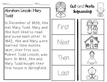 Abraham Lincoln Cut and Paste Sequencing Differentiated Levels | TPT