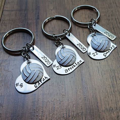 Hand Stamped Volleyball Team Keychains Girls Volleyball | Etsy