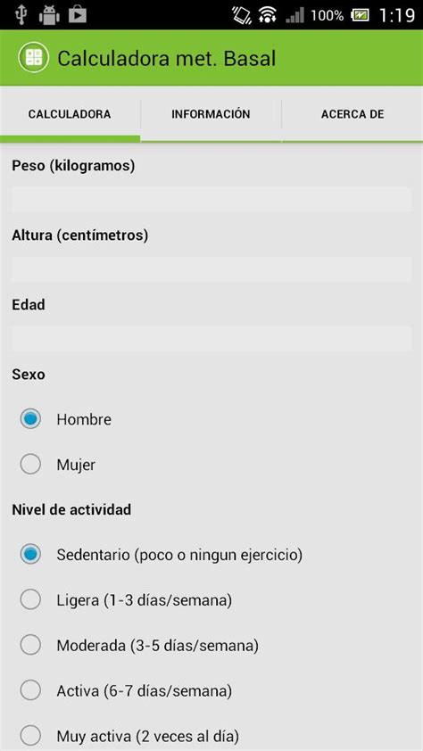 Calculadora metabolismo basal APK برای دانلود اندروید