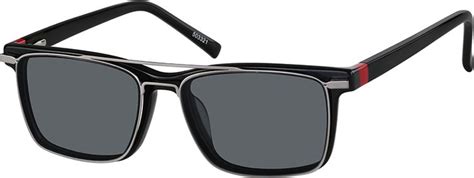 Zenni Mens Rectangle Prescription Eyeglasses W/ Snap-On Sunlens Black ...