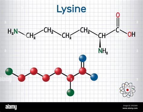 Lysine (L- lysine , Lys, K) amino acid molecule. It is used in the ...