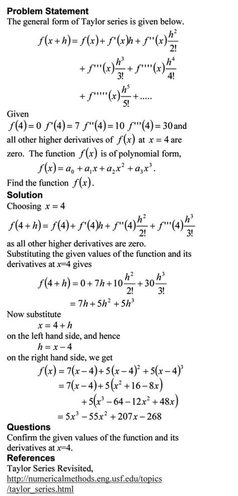 Taylor Series Exercise – Method 1 – The Numerical Methods Guy