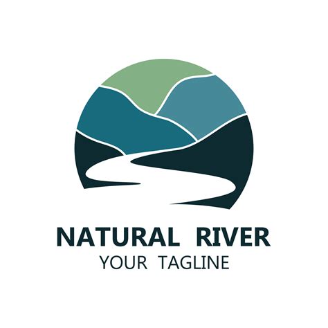 River logo with combination of mountains and farmland with vector concept design. logo for many ...