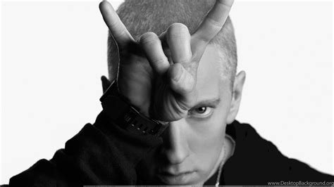 Eminem Angry Look Making Horns On Head Wallpapers Desktop Background