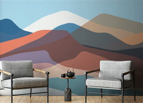 Multicolor Abstract Paper Mountain Wallpaper Murals | Decorsafari