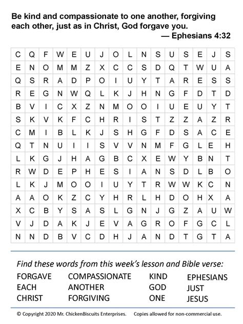 Printable Bible Word Search Puzzles