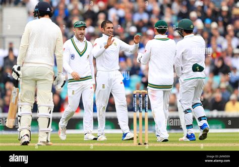 South Africa's Keshav Maharaj celebrates after bowling out England's ...