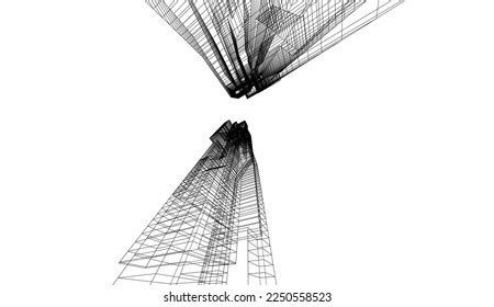 Linear Architectural Drawing Vector Illustration Stock Vector (Royalty Free) 2250558523 ...