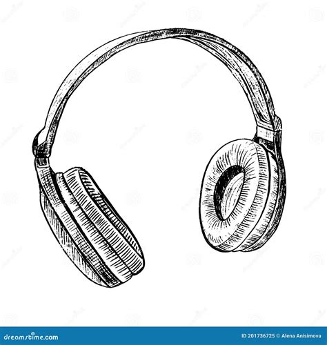 Vector Illustration for Posters, Decoration and Print. Hand Drawn Sketch of Headphones in ...