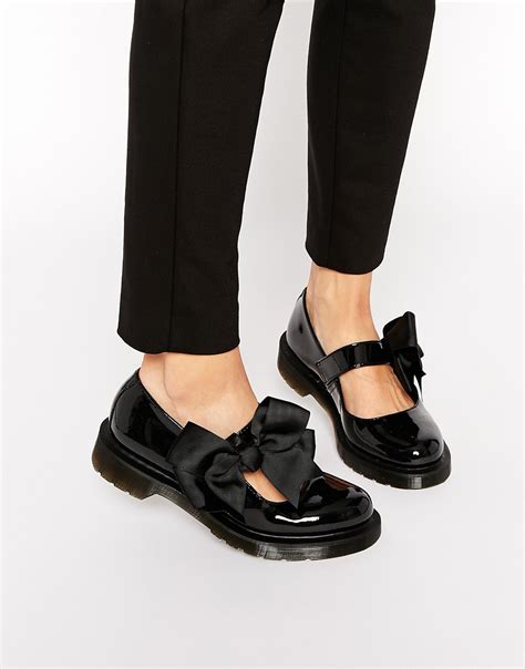 Lyst - Dr. Martens Mariel Bow Mary Jane Patent Flat Shoes in Black