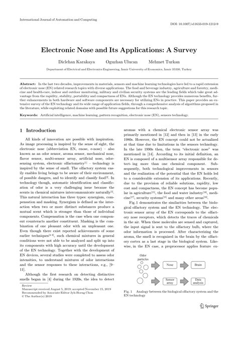 (PDF) Electronic Nose and Its Applications: A Survey