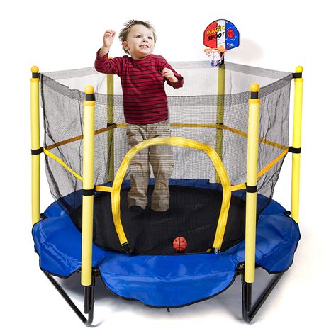 FOCUSSEXY Trampoline Basketball Hoop for Kids Toddler Trampoline Recreational Trampolines Indoor ...