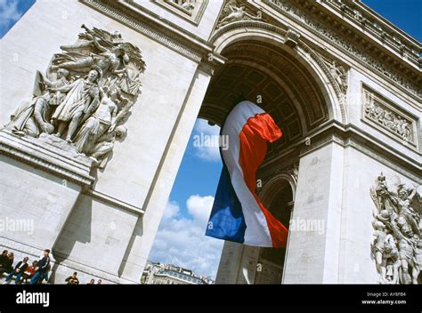 Arc de Triomphe with French Flag Paris France Stock Photo - Alamy