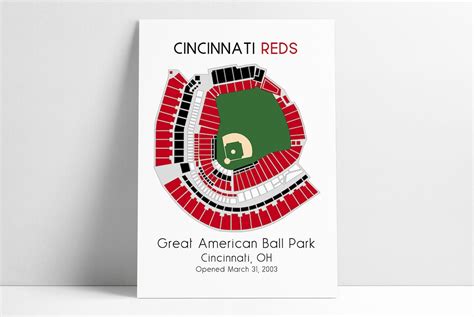 Cincinnati Reds MLB Stadium Map, Ballpark Map, Baseball Stadium Map ...