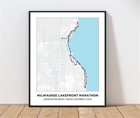 Milwaukee Lakefront Marathon Course Map Personalized - Etsy