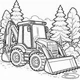 Backhoe Loader Coloring Page Pages sketch template