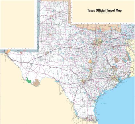 Large detailed map of Texas with cities and towns