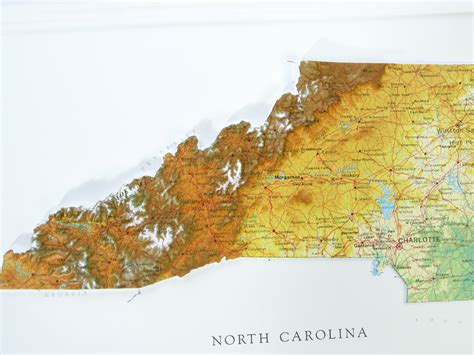 North Carolina 3D Raised Relief Map