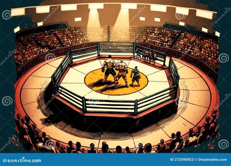 Round Fighting Arena for Fights of Wrestlers and Athletes Fights Mixed Martial Arts Mma Stock ...