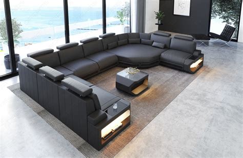 Leather Sectional Sofa Bel Air XL with relax corner|Sofadreams