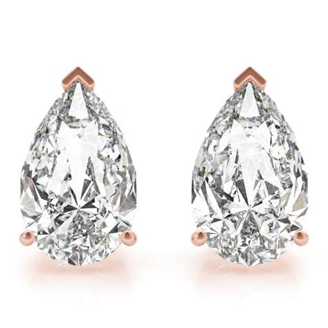 GIA Certified Pear Shape Diamond Stud Earrings (.50 ctw) Diamond Carat ...