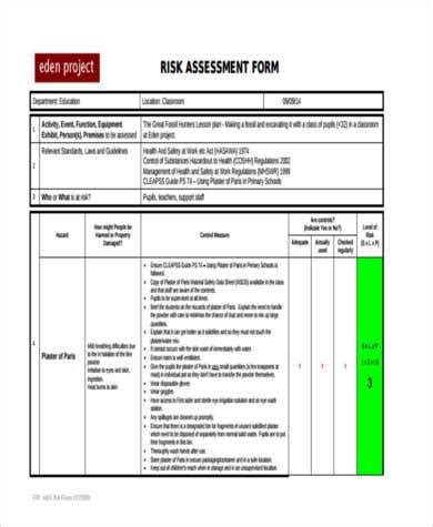 FREE 9+ Sample School Risk Assessment Forms in PDF | MS Word