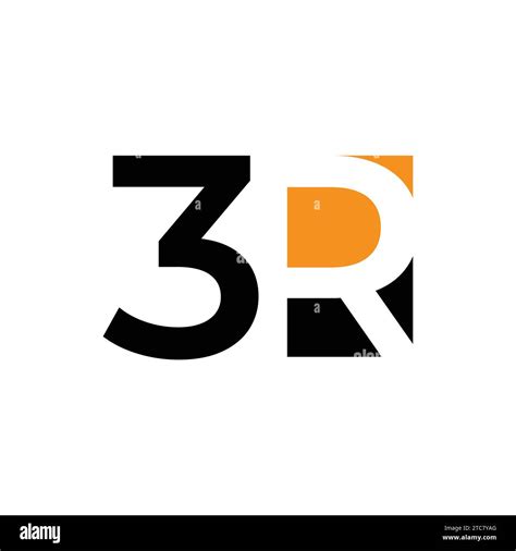 3r letter logo design vector image. Letter 3R Black Orange Logo Vector. abstract simple letter ...