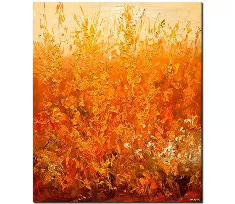 Painting for sale - orange cream floral abstract painting modern ...