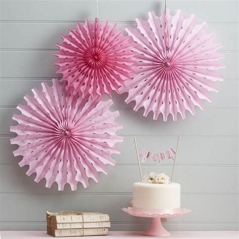 pink tissue paper fan decorations by ginger ray | notonthehighstreet.com