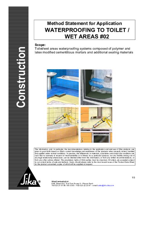 (PDF) Construction Method Statement for Application WATERPROOFING TO ...