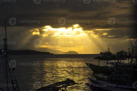 Sunset background with ships silhouette 4279192 Stock Photo at Vecteezy