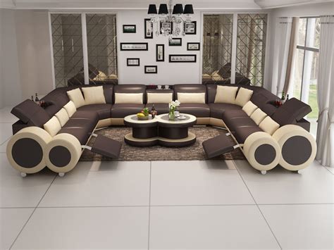 Designer Sofa Set:- U Shape Luxury Furniture Sofa Set, Brown & Cream ...