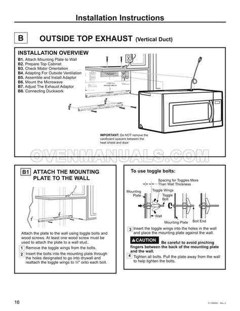 GE JVM3160DFBB Microwave Oven Installation Instructions