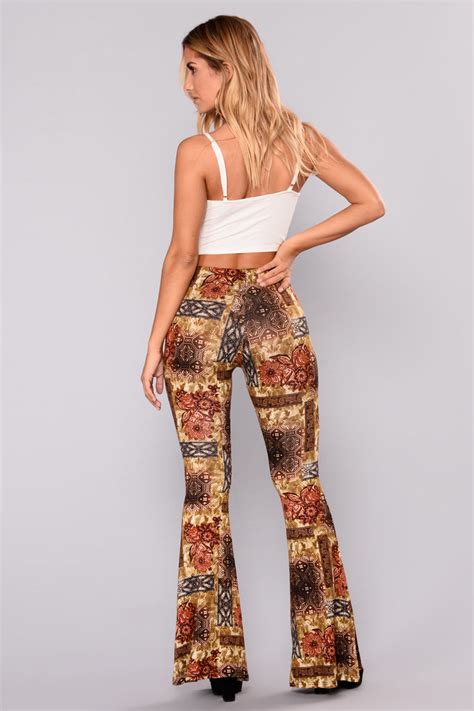 Torn Apart Print Pants - Rust Multi