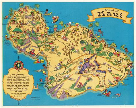 Old Map of Maui 1931 Pictorial Map Antique Fine | Etsy