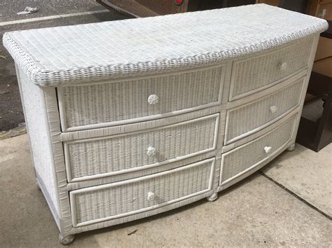 Uhuru Furniture & Collectibles: White Wicker 6 Drawer Dresser - $95 SOLD