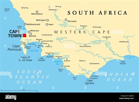 Cape of Good Hope, a region in South Africa, political map. From Cape ...