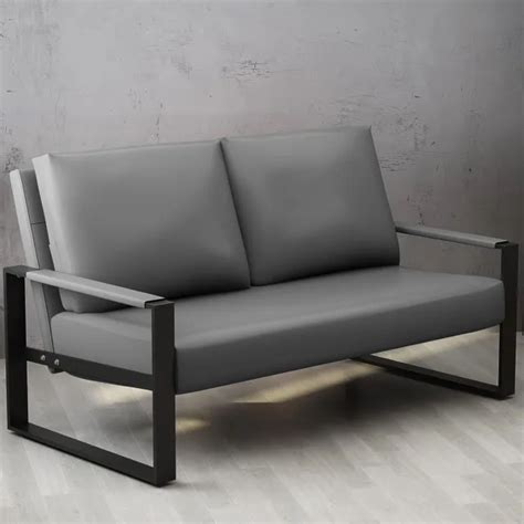 MID-CENTURY MODERN LEATHER Loveseat, 2-seat Loveseat Sofa Couch, Gray $124.99 - PicClick