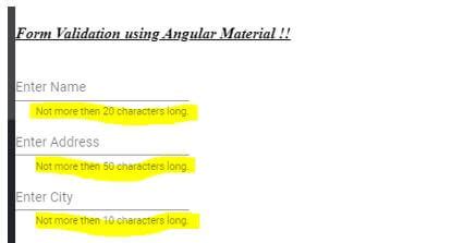 Angular Material Form Validation | Working | Example