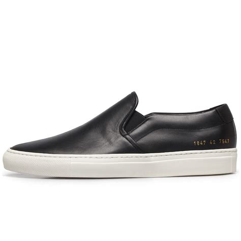 Common projects Black Leather Slip-on Sneakers in Black for Men | Lyst