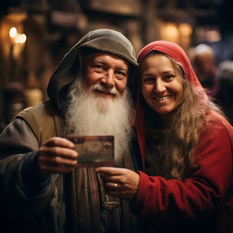 Premium Photo | A Medieval Old People Couple Holding a Bu Business Card With Creative Photoshoot ...