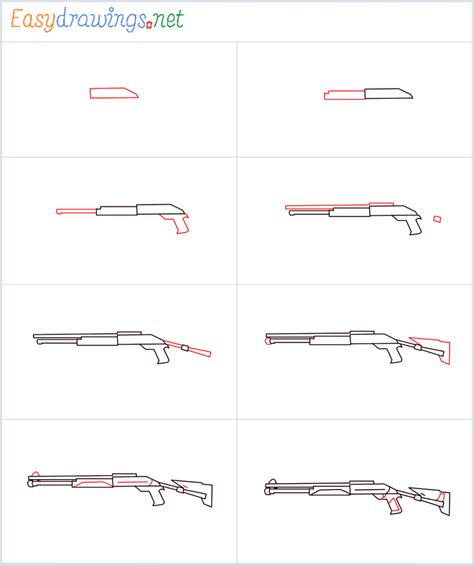 How To Draw M1014 Gun Step by Step - [8 Easy Phase]