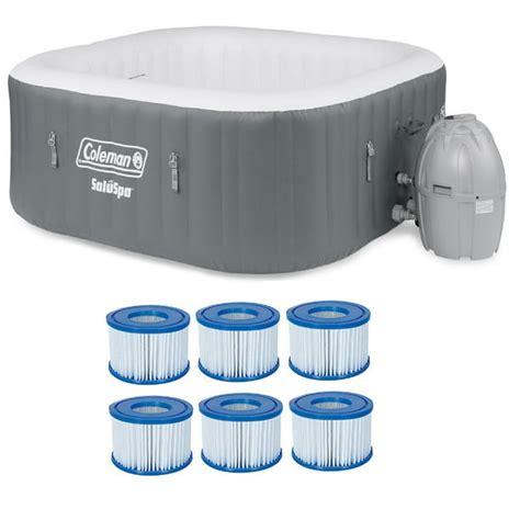 Coleman SaluSpa 4 Person Square Portable Inflatable Hot Tub & 6-Pack of Filters - Walmart.com ...