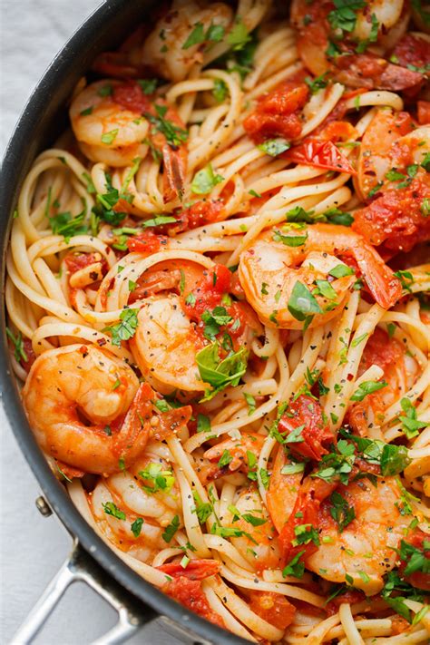 Spicy Shrimp Pasta with Tomatoes and Garlic | Little Spice Jar