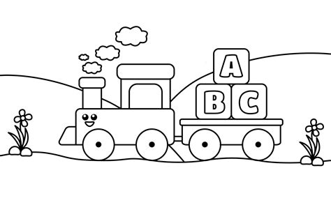 Train coloring sheet. Suitable for preschool education 6646827 Vector ...