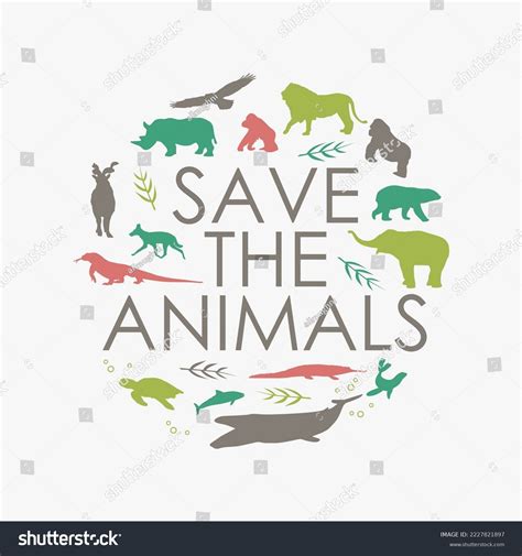 Animals Illustration Collection Wildlife Conservation Awareness Stock ...