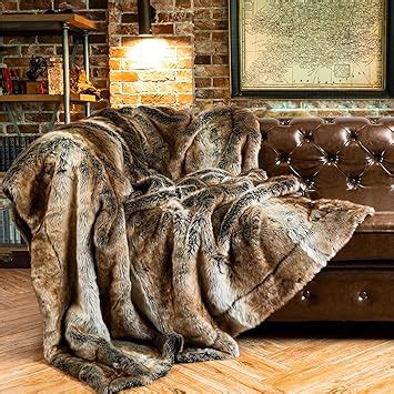 Amazon.com: BATTILO HOME Large Brown Faux Fur Throw Blanket for Bed, Fall Fur Blanket and Throws ...